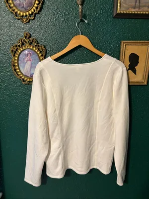 Banana Republic White Scuba V-Neck Long Sleeve Sz XXL NWT thumbnail 4