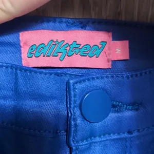 Edikted Luna Blue Faux Leather Flare Jeans Size Medium thumbnail 3