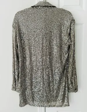 Flat White Sequin Tunic Dress, Size XS thumbnail 12