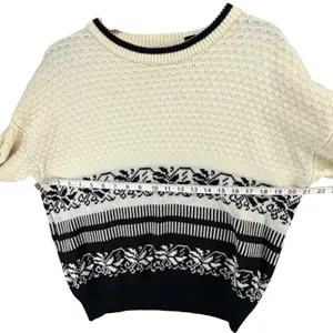 Vintage Rainbow Ridge Fair Isle Nordic Knit Sweater M Cream Black Cozy Chunky thumbnail 4