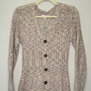 All The Ways Knit Speckled A-line Long Sleeve Mini Dress Medium Dusty Pink Beige thumbnail 3