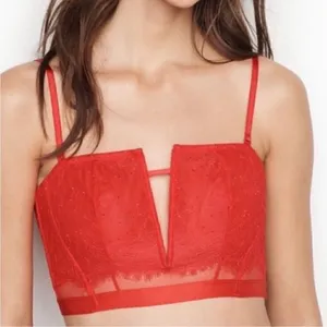 Victoria's Secret Red Very Sexy Deep V Corset Lace Bra Sz M NWT thumbnail 1