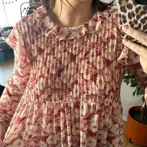 Free People These Dreams Red Floral Print Pleated Mini Dress in Tea Combo thumbnail 2