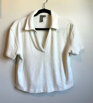 Sweaty Betty Terry Cloth Short Sleeve Polo Shirt Womens XS thumbnail 1