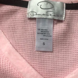 Oscar De La Renta Pajama Set Waffle Knit/Velour Striped V Neck Size S Cozy Fall thumbnail 5