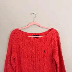 Orange Ralph Lauren‎ Boat Neck Cable Knit Sweater thumbnail 3