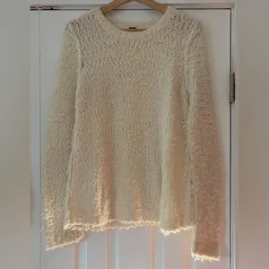 Free People‎ Cozy Cream Textured Sweater Size Large EUC thumbnail 3
