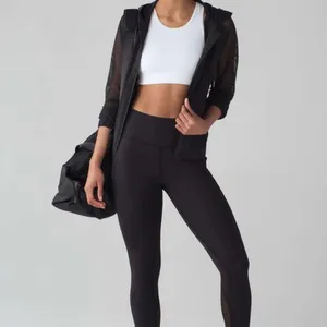 Lululemon mesh on mesh jacket black full zip hooded size 4 thumbnail 2