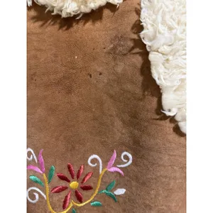 Handmade Vintage Mongolian‎ Fur Boho Suede Floral Embroidered Vest thumbnail 11