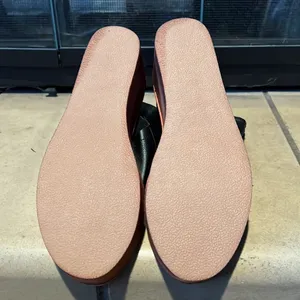 Black Wedge Pleather Sandals Size 7 thumbnail 3