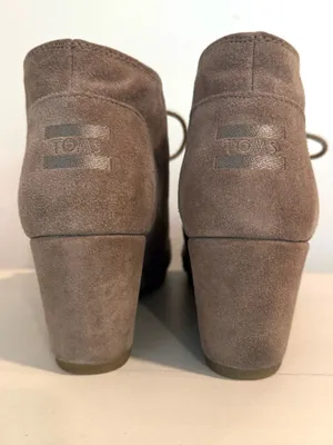 TOMS Desert Wedge Taupe Suede Lace-Up Bootie Size 11 thumbnail 2