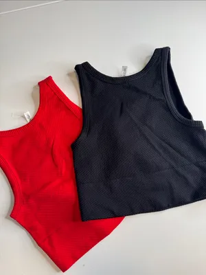 Nikibiki Red and Black Ribbed Womens Tank Tops - 2-Pack thumbnail 3