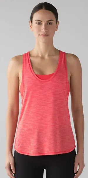 Lululemon No Limits Tank Top Heathered Red Coral 2-in-1‎ Built-in Bra Size 10 thumbnail 1