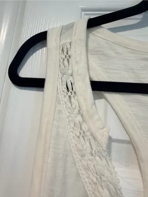 NWOT Free People We The Free Size S Cream Crochet Trim Racerback Layer Tank Top thumbnail 3