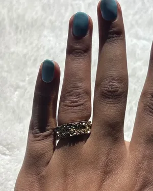 Textured Gold Tone Molten Metal Statement Band Ring Wide Organic Design thumbnail 1