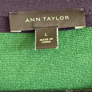 ANN TAYLOR Green and Navy Striped Sweater Women’s Size large thumbnail 3