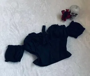 New s Petite Black Frill Detail Crop Blouse thumbnail 5