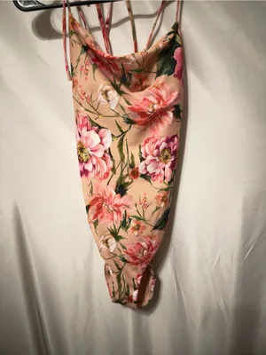 Express Body Contour Lace Up Strappy One Piece Floral Swimsuit size XL thumbnail 6