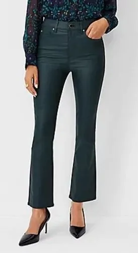Ann Taylor NWT The Boot Crop High Rise Coated Pants Forest Green Size 8 thumbnail 1