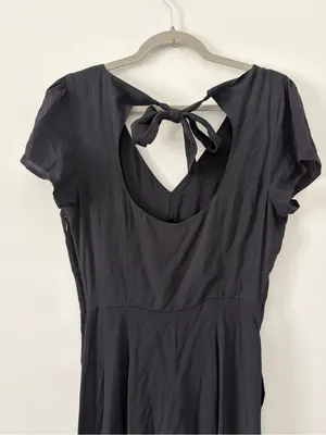 Abercrombie & Fitch Black Short Sleeve Tie Open Back Wide Leg Boho Jumpsuit M thumbnail 8