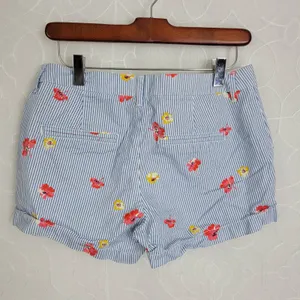 Old Navy Womens Shorts Size 2 Light Blue Floral Striped Cotton Mini Summer thumbnail 2