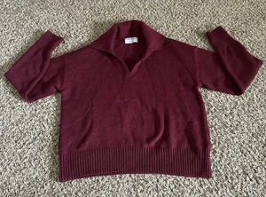Old Navy Women's Maroon Polo Sweater Size small‎ thumbnail 1