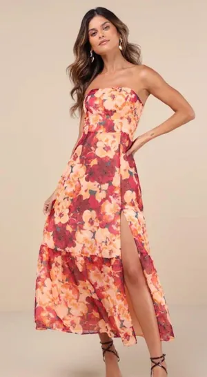 Strapless Floral Dress thumbnail 1