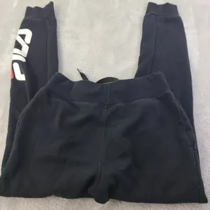 FILA Womens Graphic Tracksuit Trousers Joggers Size Small Black‎ Cotton thumbnail 2