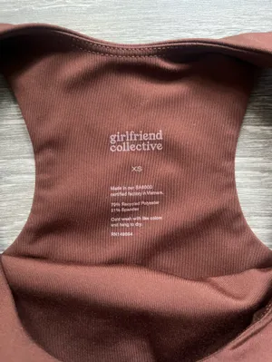 Girlfriend Collective Brown High Neck Longline Sports Bra Cropped Tank Yoga XS thumbnail 3