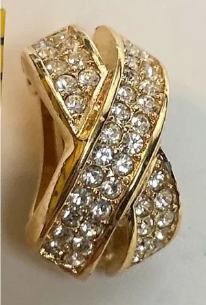 Vintage Christian Dior signed single earring multiple rhinestones X shaped earri thumbnail 1