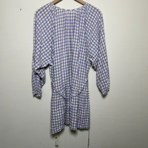 L Space Women Cotton Park Slope Gingham Vida Dress Medium Purple Tassel Tie thumbnail 3