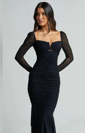 Showpo Here Comes the Sun Arabella Mesh Midi Dress thumbnail 3