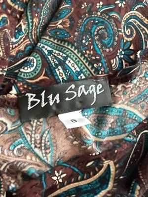 Brown & teal paisley dress. thumbnail 4
