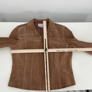 Live a Little Brown‎ Suede Moto Jacket Women's Size L Zip Front thumbnail 7