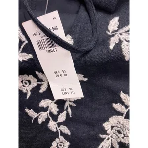 Abercrombie & Fitch Mini Dress Womens Small Tall Black Floral Linen‎ Embroidered thumbnail 4