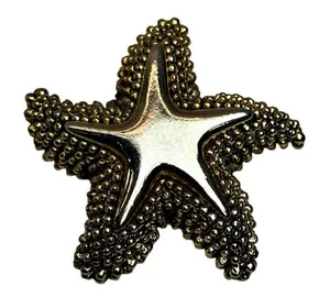 Starfish Gold Tone Chunky Brooch Pin Pendant Beach Tropical Sea Ocean Life thumbnail 1