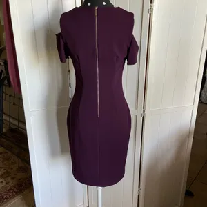 Tommy Hilfiger Womens Dress Size 2 Aubergine‎ Plum Cold Shoulder Woven Shift NEW thumbnail 4