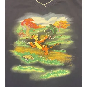 Pooh‎ Woman Tigger Flies A Kite Sweatshirt Graphic V-neck Size 26W/28W Blue Vtg thumbnail 5