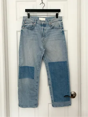 Mother The Ditcher Crop Color-block Denim Jeans, Pre-Party, Size 28 thumbnail 6