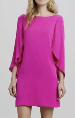 Milly Women's Mini Dress‎ Size 6 Pink Flutter Sleeve Cocktail Party Silk Blend thumbnail 1
