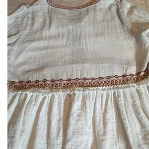 Topshop Ivory Embroidered Boho Peasant Blouse Babydoll Fringe Top US 12 thumbnail 13