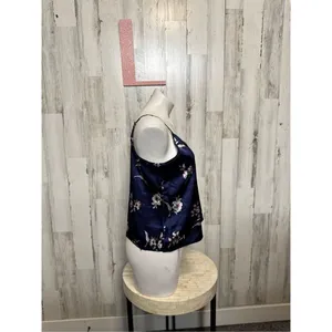 Floral silk tank top size large Blue thumbnail 5