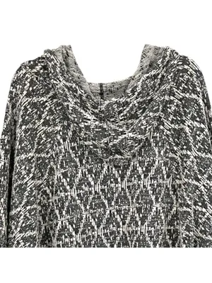 Free People Sante Fe Jacquard Kimono Hoodie Black White Bohemian Size Medium thumbnail 5