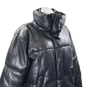 Abercrombie & Fitch Women's Black Long Sleeve Quilted Puffer Coat Jacket Size L thumbnail 3