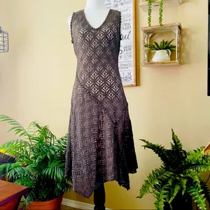 Nic + Zoe First Bloom Dark Truffle Brown Lace Overlay Dress XS thumbnail 13