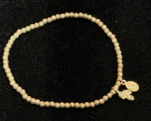J&J Beaded Stretch‎ Bracelet OS Gold Crystal Butterfly Charm Logo Tag thumbnail 1