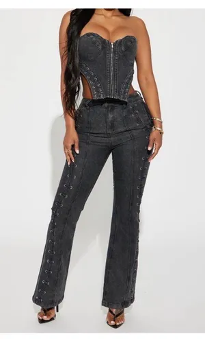 Delia Denim Pant Set - FashionNova thumbnail 2