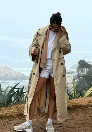 ZARA coat jacket overcoat trench duster long beige tan casual thumbnail 1