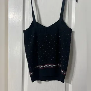 Anthropologie Black Knit Spaghetti Strap Camisole with Accent Border thumbnail 6