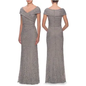 La Femme‎ 27982 Platinum Lace Off Shoulder Gown Size 16 NWOT thumbnail 4